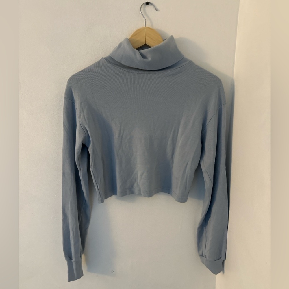 Cropped Light Blue Turtleneck